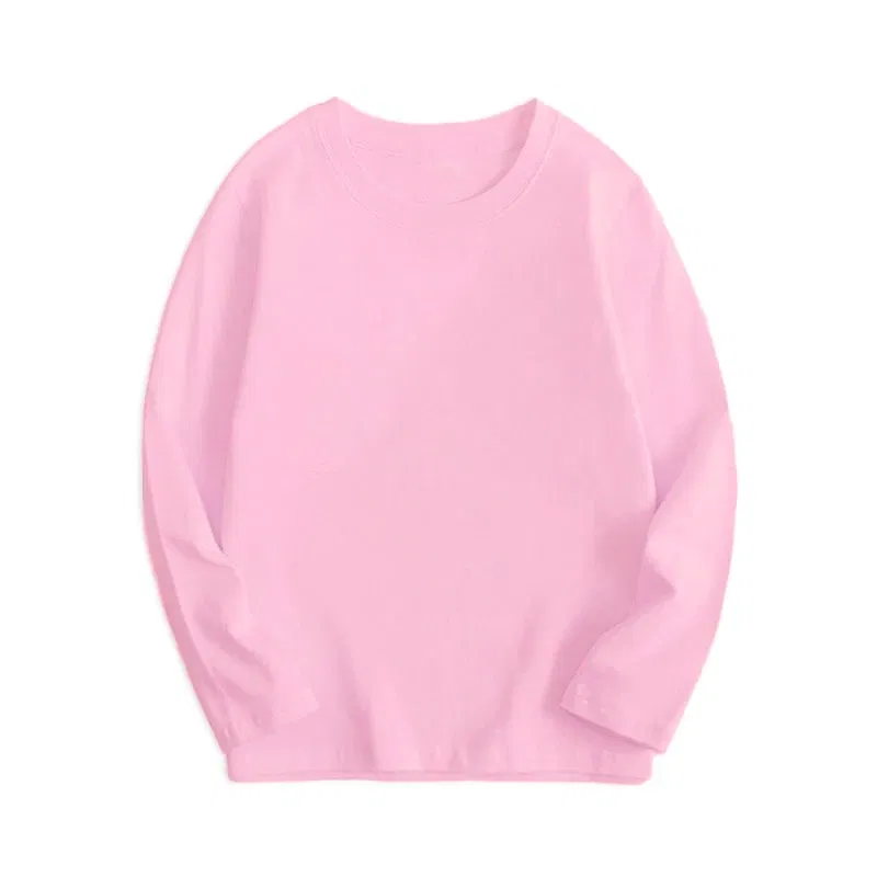 Color: Beige, Kid Size: 4 - 7 Colors Spring Long Sleeve Tees Children's T-shirt Cotton Solid Colour Base Coat Leisure Wear Boys Girls Tops Kids Clothes