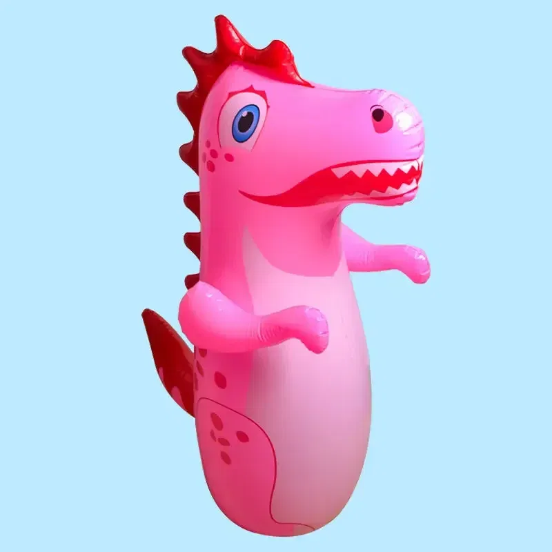 Color: Red - Tumbler Boxing Inflatable Punching Bag Boys Games Sport Toys Inflatable Dinosaur Tumbler Toy
