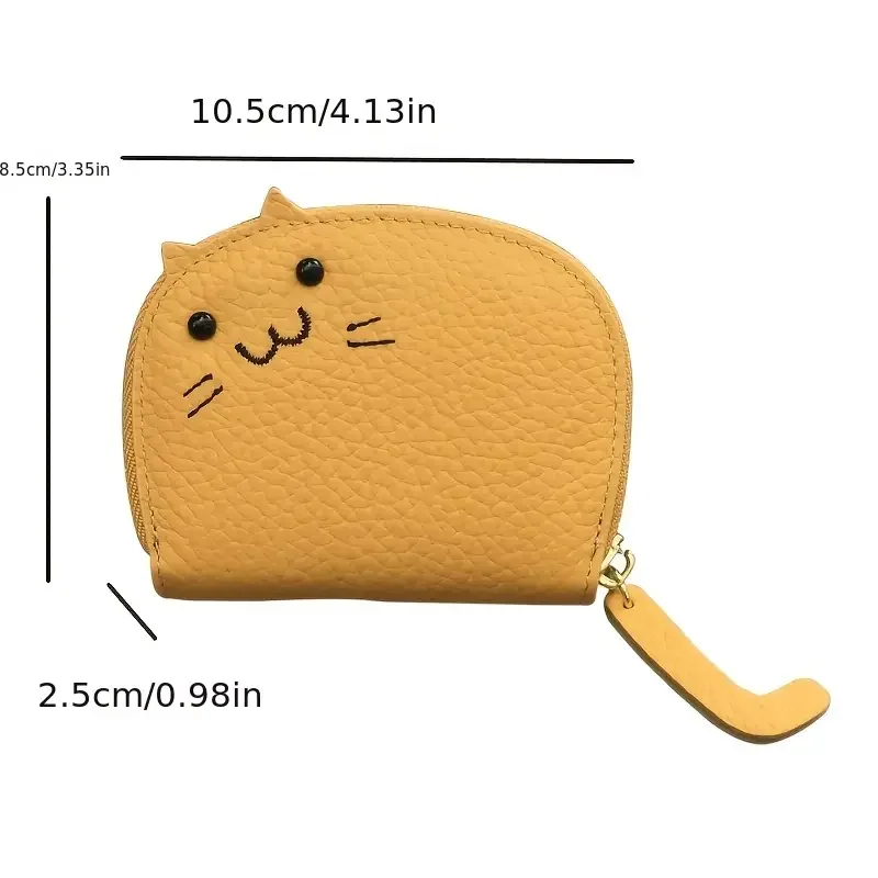 Color: Navy Blue - Cartoon Cat shaped design Wallet Women's Multi-card slots Holder Cute Fashion Faux Leather Coin Purse Creative ID Card Holder