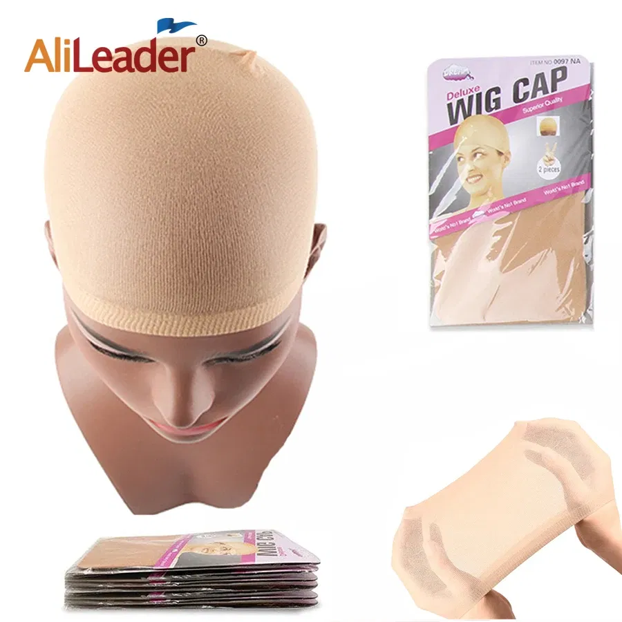 Color: Orange - 1/2/3Packs Wig Cap Stocking Stretch Stocking Wig Caps For Making Wigs Caps Hairnets Stretch Elastic Wig Weaving Cap Brown Black