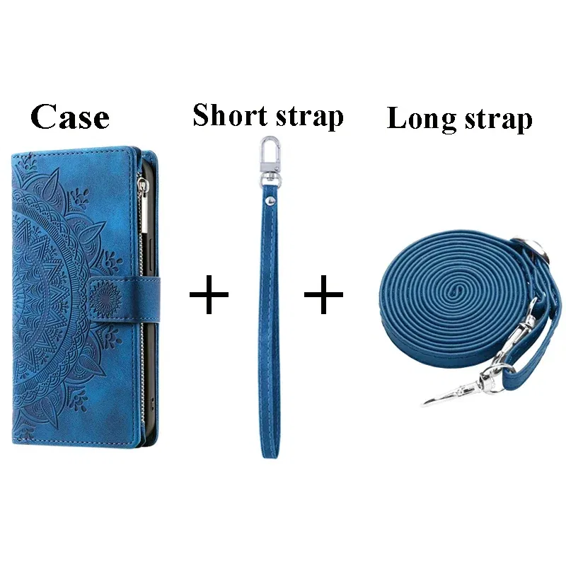 Color: LIGHT BLUE, Material: Neoprene - S24 Ultra S23 Plus S 22 CrossBody Strap Zipper Wallet Case for Samsung Galaxy S22 S23 FE S21 S20 23 24 Ultra Note 20 Book Cover