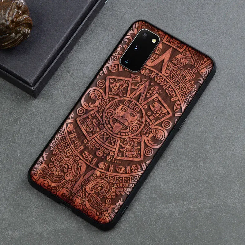 Color: Khaki, Material: leather - Natural Wood Wooden TPU Case For Samsung Galaxy Note 20 Ultra S24 S23 S21 Ultra S20 FE S10 Plus Case Cover Phone Shell Skin Bag