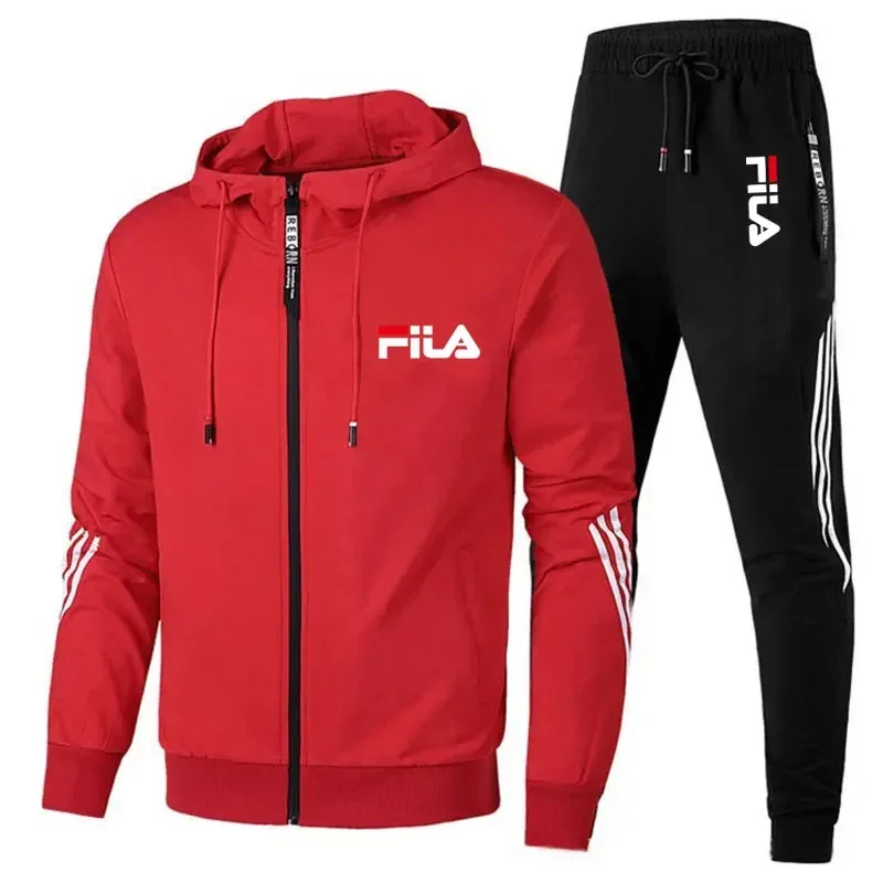 Color: Brown, Size: XXXL, Ships From: CHINA - Men's spring and Fall outdoor zipper jacket + sweatpants jogging set Casual basketball fitness two-piece set