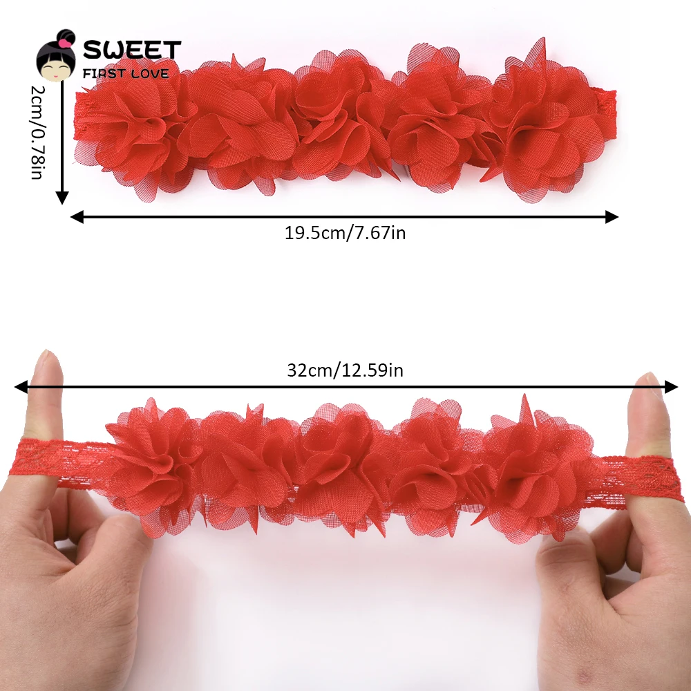 Color: light green - Pink Baby Flower Headband Pink Chiffon Hair Bands Handmade DIY Headwear Hair Accessories for Kids Children Newborn Toddler