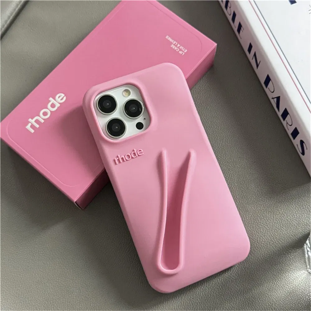 Color: Salmon Pink, Compatible-Phone Models: For iPhone 12 Pro Max - New Rhode Lipstick Soft Silicone Phone Case for iPhone 16 15 14 13 12 11 Pro Max Plus Portable Lip Gloss Holder Cover with Box