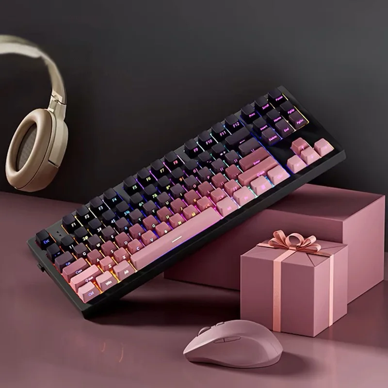 Color: Cream Color - Gradient Keycaps Side Printed Shine Through PBT Double Shot OEM Profile for MX Switches Gaming Keyboard 130+key caps