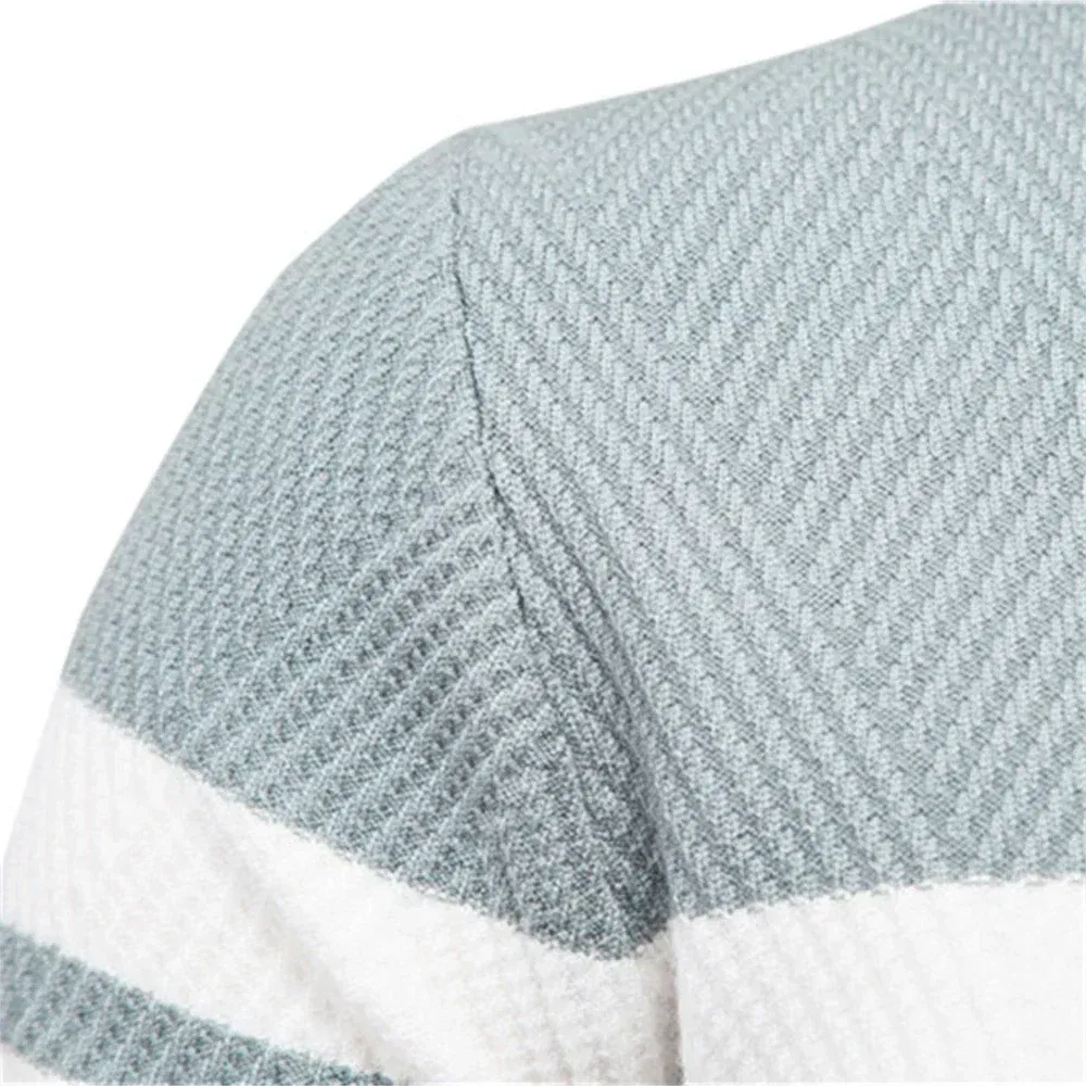 Color: Beige, Size: M - Embroidered LONSDALE Mens Boys Winter Stripe Sweater Thick Warm Pullovers Men's O-neck Basic Casual Slim Comfortable Sweaters