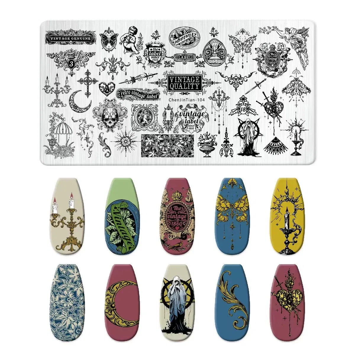 Color: GRAY - Cartoon Animal Nail Art Templates Stamping Plate Palace style Design Flower Glass Temperature Lace Stamp Templates Plates Image
