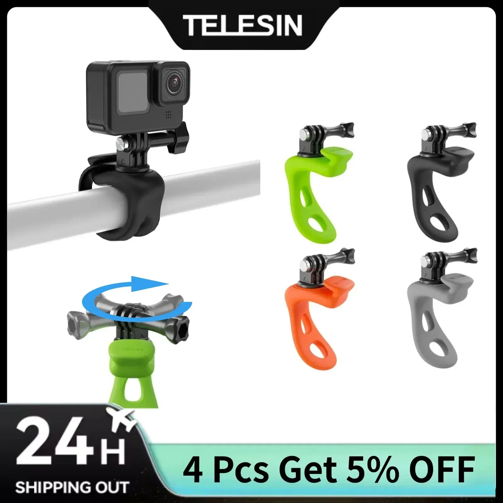 Colour: Blue color - TELESIN Mini Flexible Bracket Adjustable Silicone Mount for Gopro Hero 13 12 11 10 9 8 MAX DJI OSMO Action 5 4 3 Insta360 X4 X3