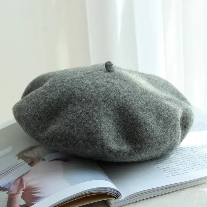 Color: army green, Hat Size: One Size - Wool Thick  Berets Artist French Beret Women Painter Hat Girls Female Warm  Walking Cap