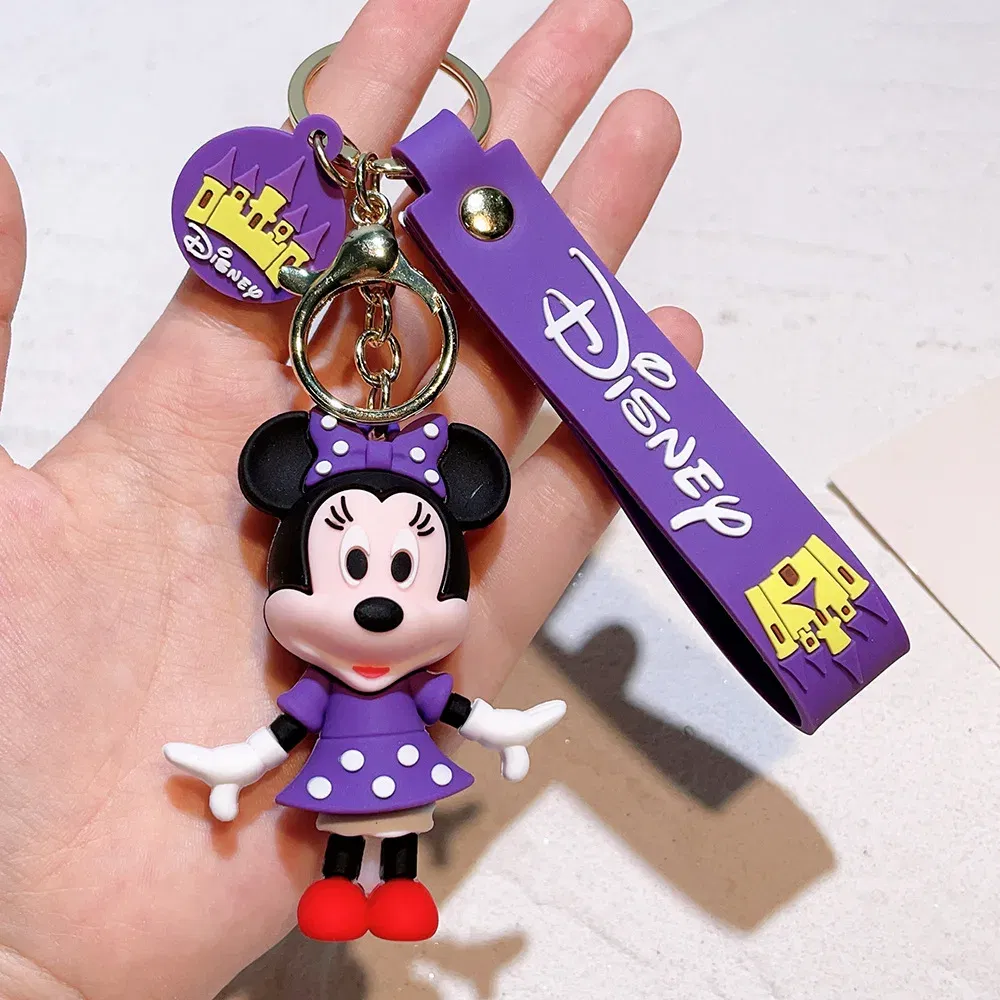 Color: ROYAL BLUE - Disney Mickey Keychain Cartoon Stitch Cute Minnie Keyring Anime Student Bag Hanging All-match Car Key Chain Christmas Gifts