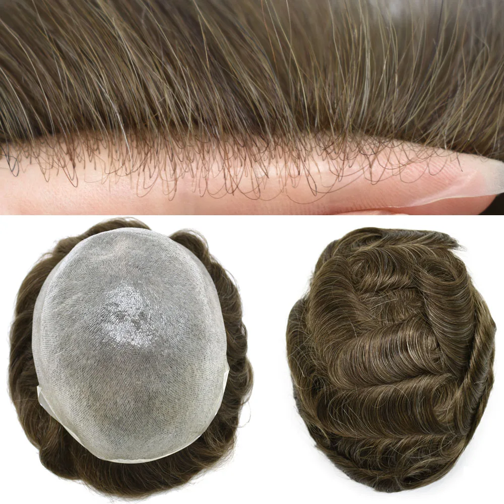 Toupee Color: 20R#, Toupee Density: 90%, Length: 6 inches, Ships From: CHINA, Toupee Size: 8x10 - Men Toupee Hair Systems Ultra Thin Skin 0.06MM V-LOOP Capillary Prosthesis Invisible Hairline Real Human HairPieces Hair Units