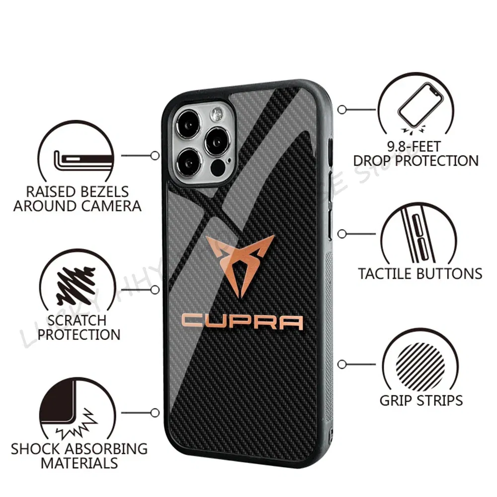 Color: Beige, Material: Silicon - Cool Phone Case Phone Case Strong Magnetic Cupra Racing for IPhone 15 14 13 Pro Max 11 12 Mini for Magsafe