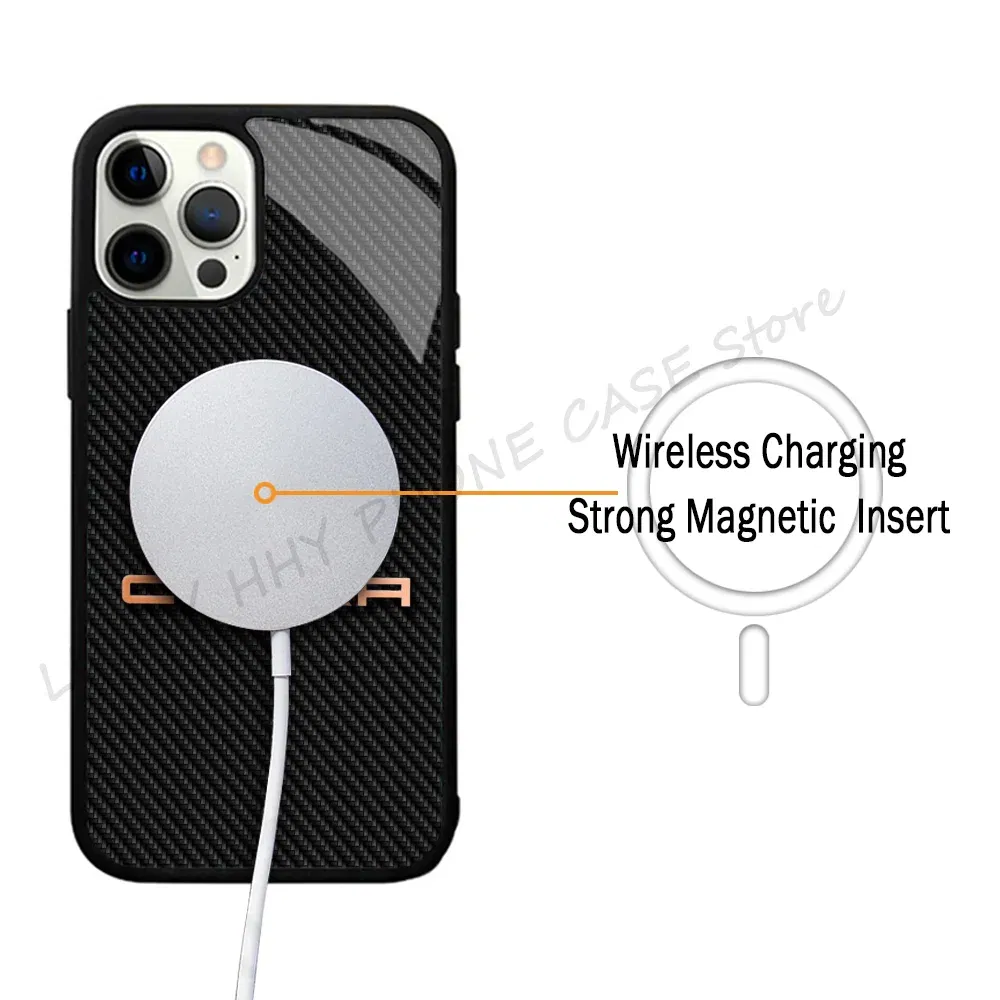 Color: Beige, Material: Silicon - Cool Phone Case Phone Case Strong Magnetic Cupra Racing for IPhone 15 14 13 Pro Max 11 12 Mini for Magsafe