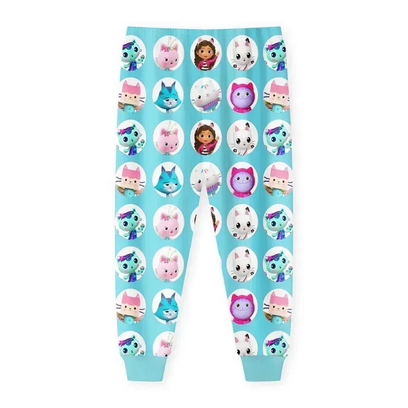 Color: SKY BLUE, Size: S - 2024 Cotton Gabbys Cats Pajamas girls clothes cute Gabby's Dollhouse Sets girl Top+pant Sets Toddler Clothing Baby Clothes