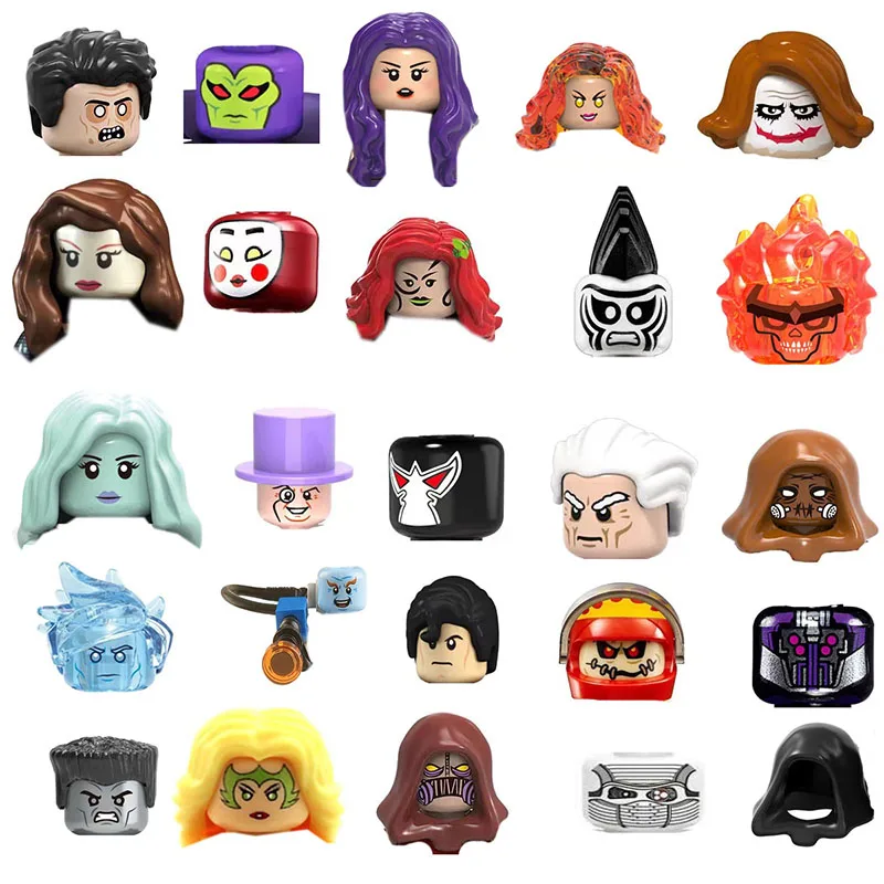 Color: VIOLET/?«?—?…° - MOC Series  Figures Head Building Blocks Figures Accessories Bricks For Children Collection Toys Gift