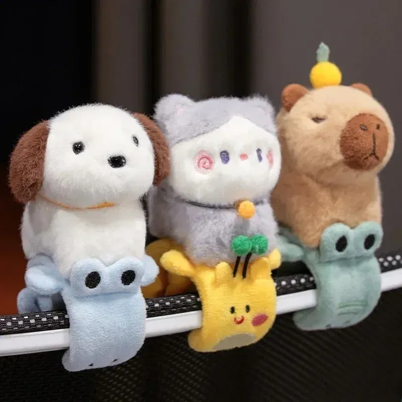 Color: Yellow, Height: 0-10cm - Capybara Slap Snap Wrap Capibara Plushie Wristband Bracelet Kawaii Cute Dog Cat Plush Toy Hand Ring Creative Funny Gift