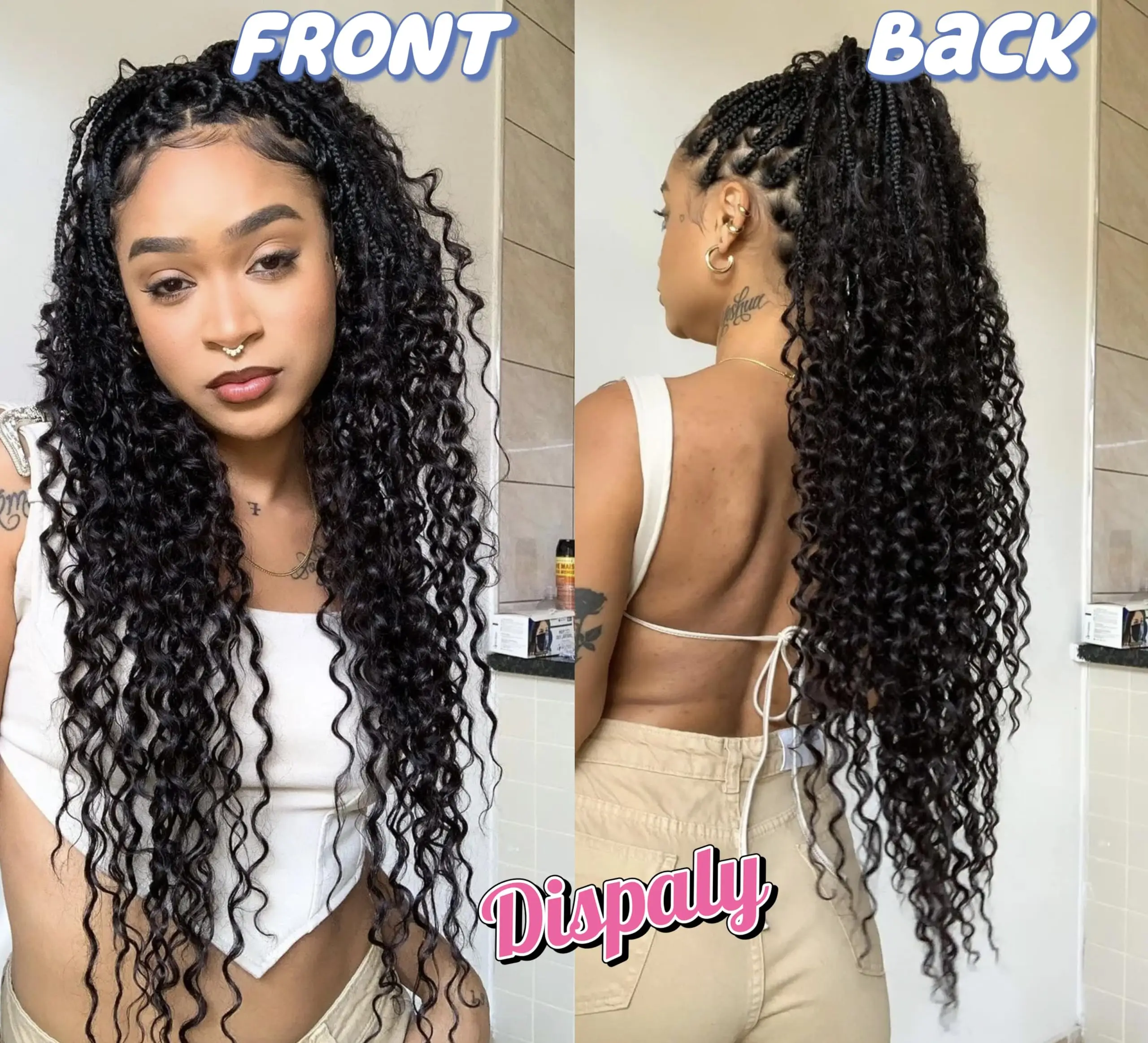 Color: Natural Color, Material Grade: virgin hair, Stretched Length: 18inches, Bulk Buy: 5pcs/lot - Bulk hair braiding Water Wave Bulk 18 inch human hair Boho braids with for knotless box or curly loose wave