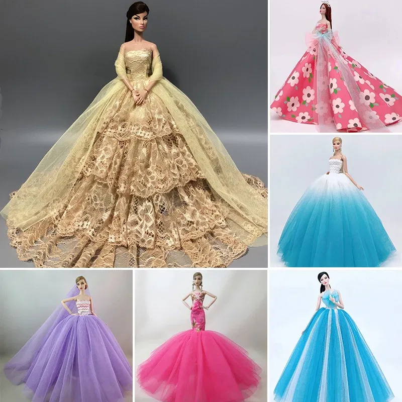 Color: Silver - for bride dress for barbie clothes 30 cm dresses gowns doll party dress clothing accessories outfit princess costume wedding