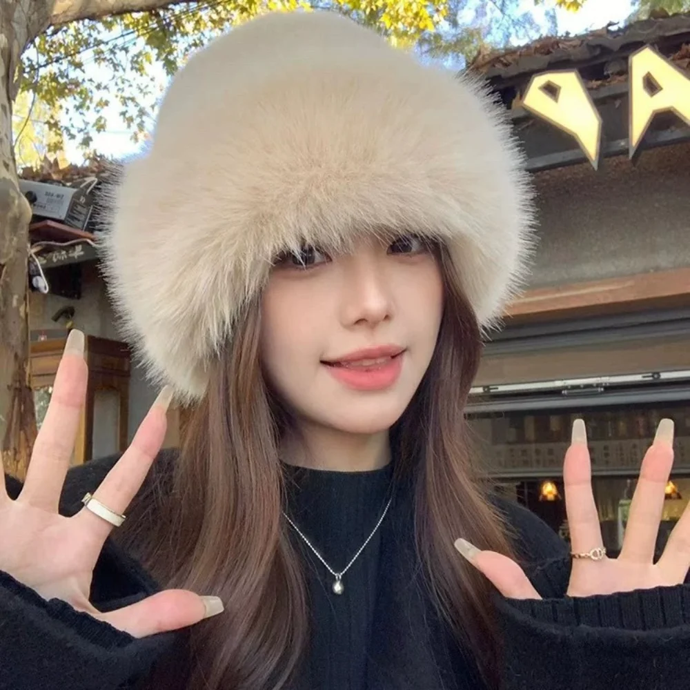 Color: army green - Warm Warm Hat Casual Plush Fluffy Plush Cap Versatile Solid Hat for Holiday Season