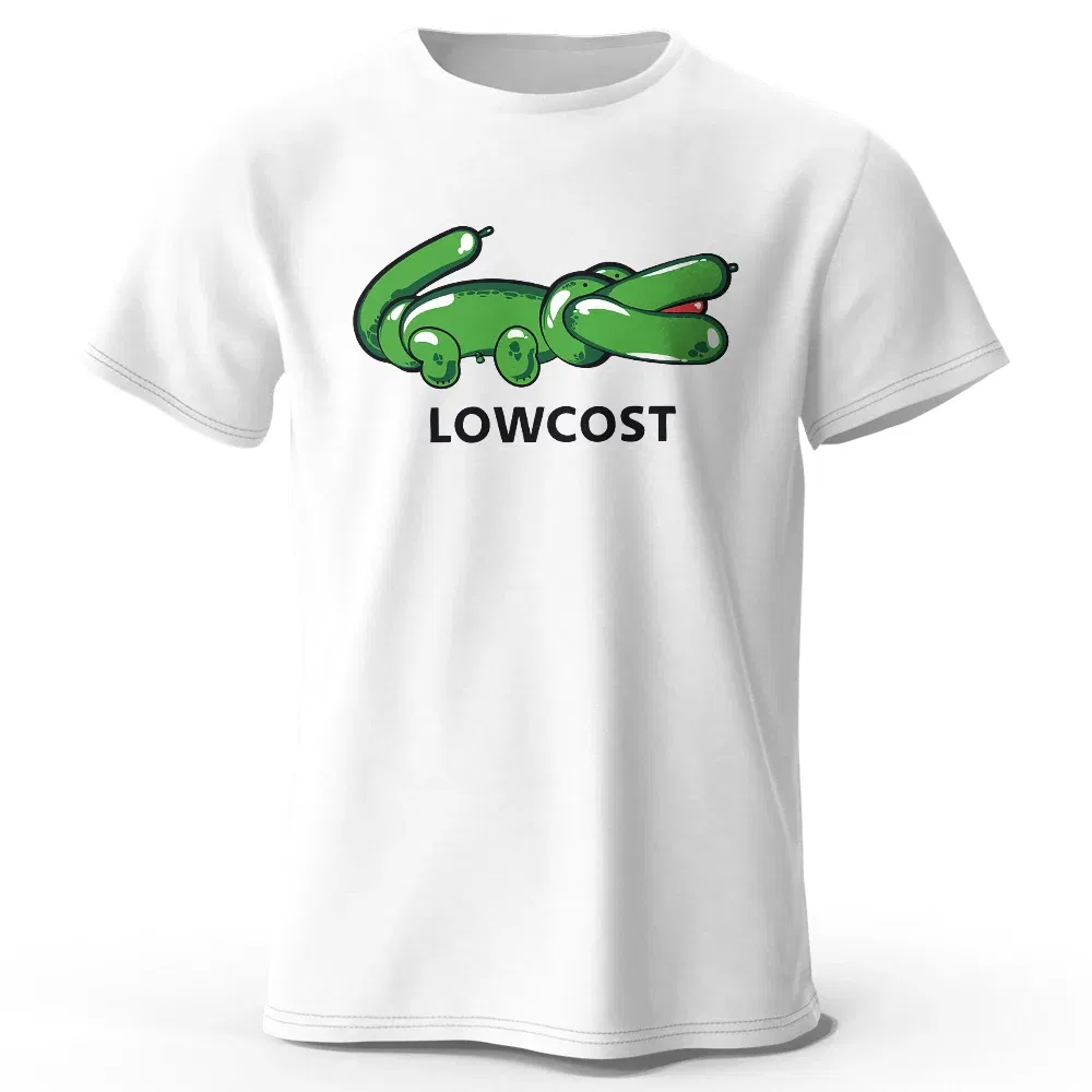 Color: Dark Grey, Size: L - Men's The Lowcost Printed T-Shirt 100% Cotton Oversized Funny Graphic Tees for Men Women Summer Tops
