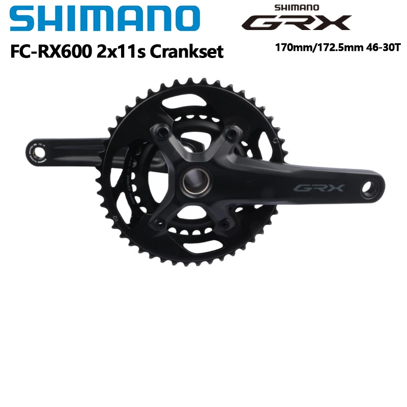 Color: Red, Crank Length: 172.5mm, Chainwheel Teeth: 30T, bottom bracket: BB92 - Shimano GRX RX600 2x11S Crankset 170MM 172.5MM 46-30T Chainring Wheel GRX Gravel Crankset 22speed RS501 PF BB RS500 BSA