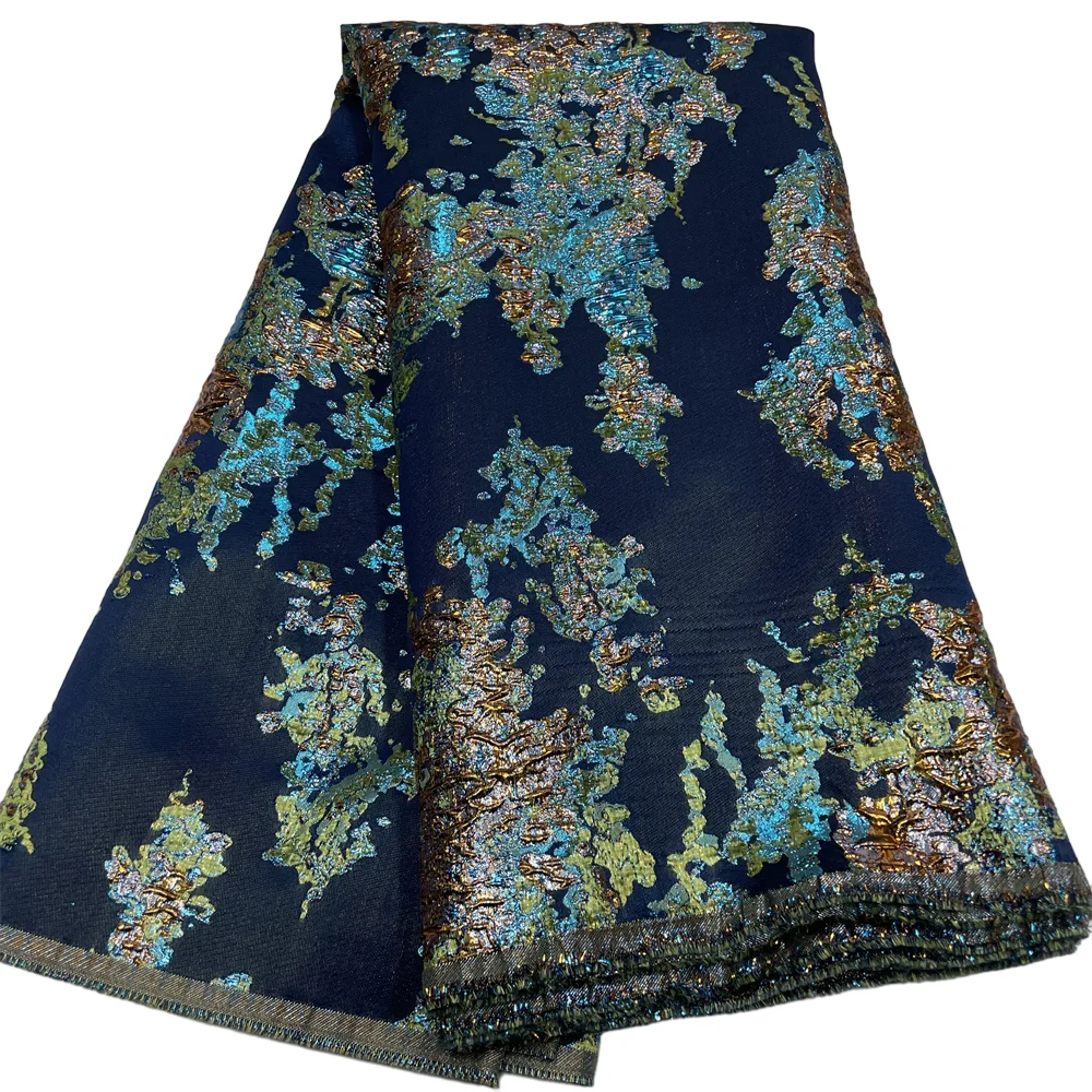 Color: green, length: 5 yards, Width: 120cm - Salouva 2024 High Quality African Nigerian Gilding Tulle Lace Fabric Embroidery Organza French Lace Jacquard Brocade Lace Fabric