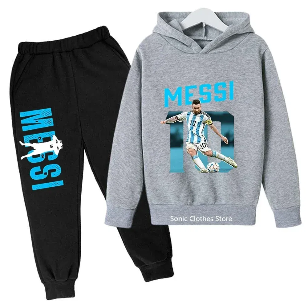 Color: Lavender, Kid Size: 2T - messi avatar printed children's clothing children's autumn and winter hoodies pants 2-piece casual boys and girls suits