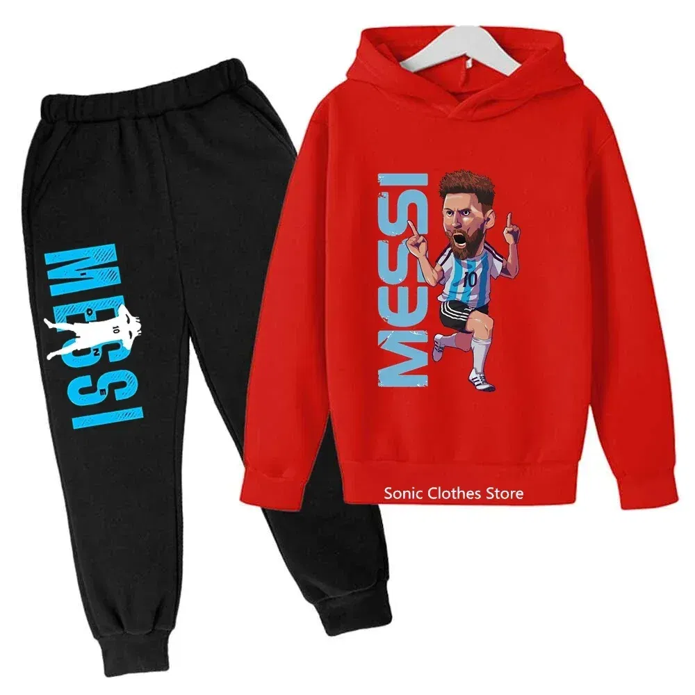 Color: Lavender, Kid Size: 2T - messi avatar printed children's clothing children's autumn and winter hoodies pants 2-piece casual boys and girls suits