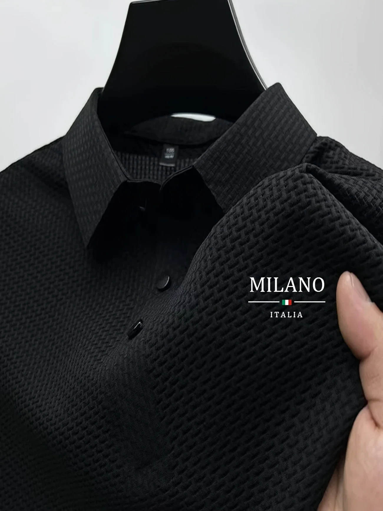 Color: Blue, Size: XL - Classic men's casual POLO shirt soft and breathable MILAN pattern quick-drying top T-shirt