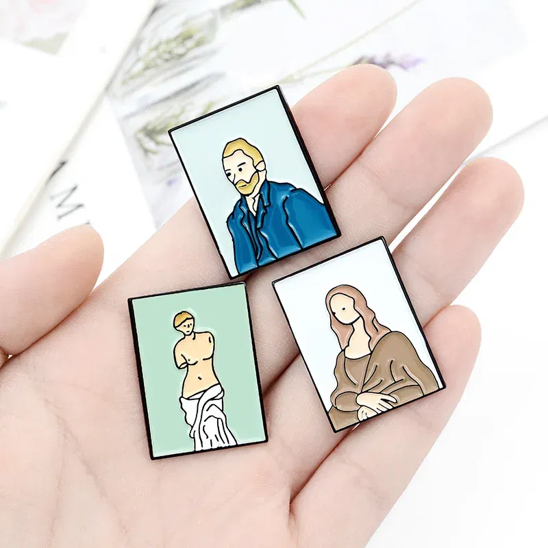 Metal color: Blue - Van Gogh Oil Painting Brooch Van Gogh Brooch Galaxy Brooch Star Moon Sunflower Brooch Art Brooch Van Gogh Lapel Pin