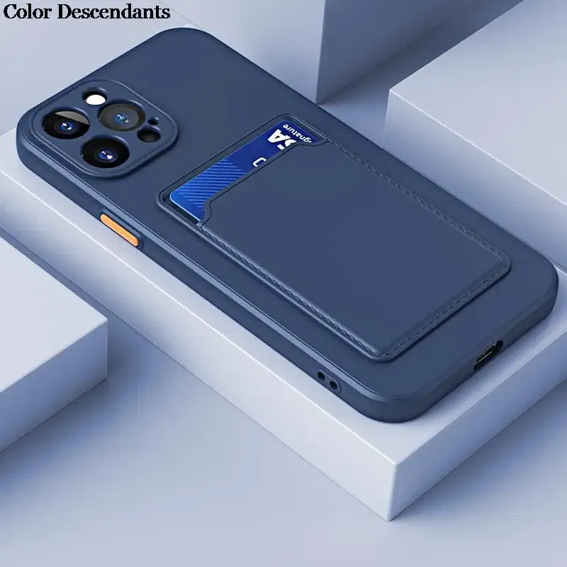 Color: Blue, Material: Microfiber - Card Holder Wallet Case For Samsung Galaxy A32 A53 A33 A13 A52 5G Case on A72 A22 A12 A51 A71 Shockproof Liquid Silicone Cover