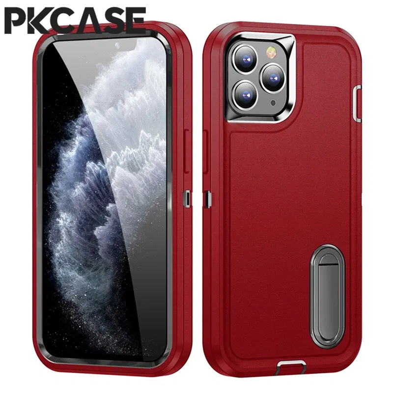 Color: Clear, Material: Neoprene - PKCASE Shockproof Case For iPhone 13 Mini 12 11 Pro Max 6 7 8 Plus Bracket Protective Cover For iPhone X XS XR SE 2020 2022