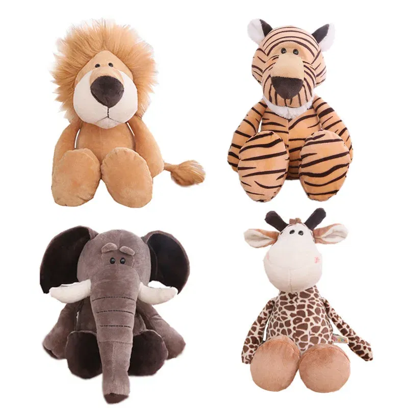 Color: green, Height: 11cm-30cm - Stuffed Plush Animals Toys Soft Dolls Jungle Lion Elephant Tiger Dog Fox Monkey Deer Children Gift Kawaii Baby Kids Hobbie Toys