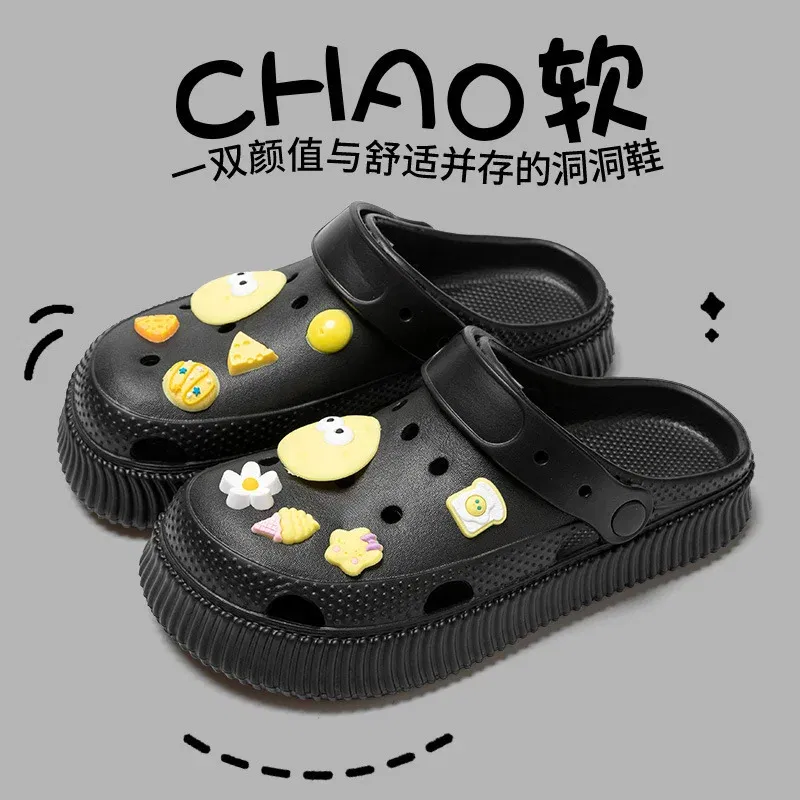 Color: Brown, Shoe Size: 40-41 - Shoes hole shoes girls wear outside couple bag head women cool slippers