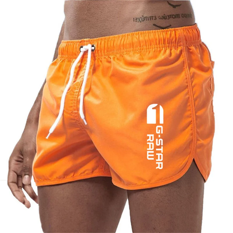 Color: WHITE, Size: XXL - Summer new men's luxury beach pants clothing quick dry gym jogging sexy shorts vacation casual swimming trunks