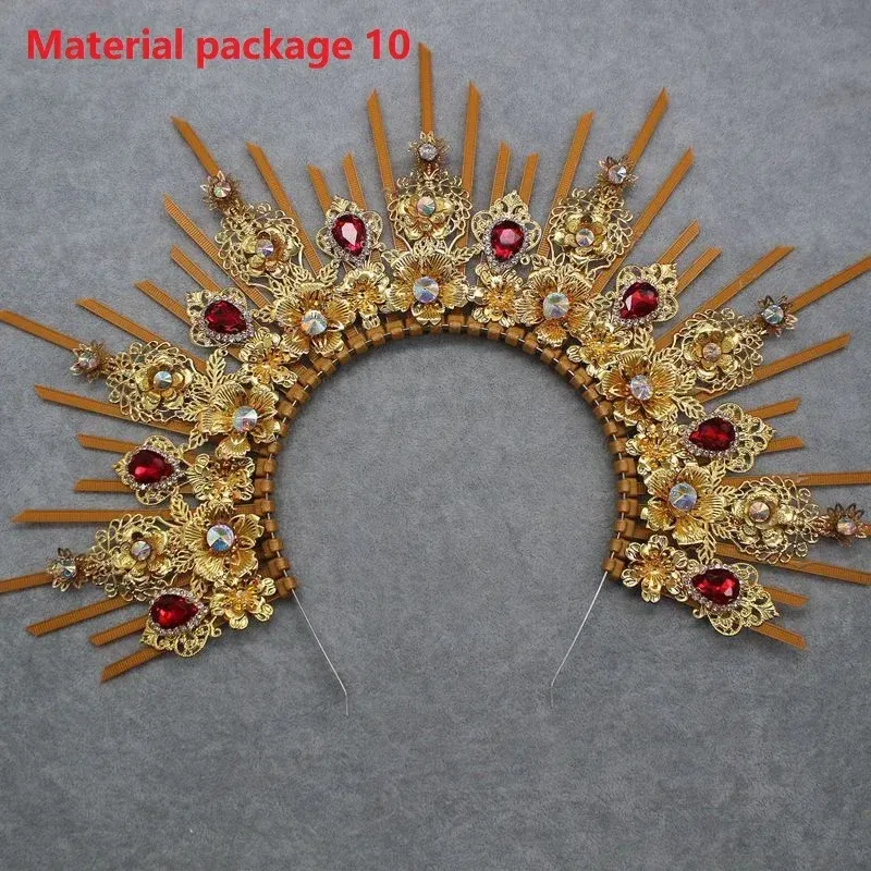 Color: Silver - MATERIAL  PACKAGE Sunburst Goddess Gold Spike Mary Halo Crown Headpiece NYLON ZIP TIE Wedding Bride Hair Band Tiar