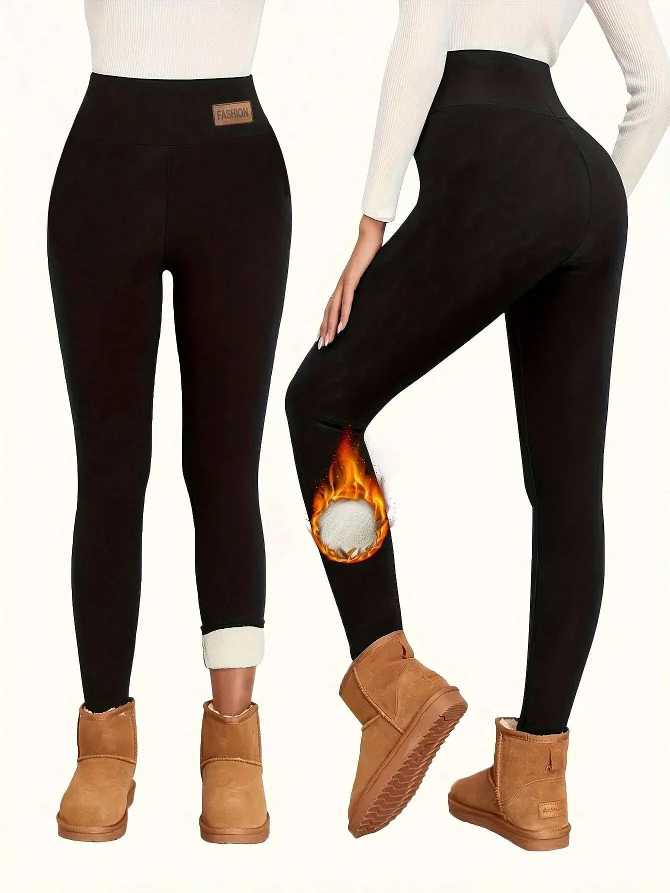Color: Blue, Size: S - Super Warm Winter Leatherlabel Leggings Of Women Skinny Stretch High Waist Prevent Cold Leggings Casual Classic Pants