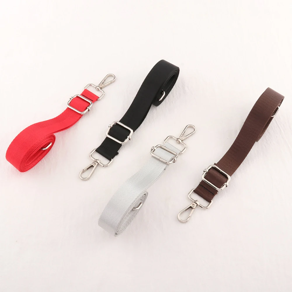 Color: Chocolate - Shoulder Bag Strap Fashion Wide Replacement Strap For Bags Nylon Woman Messenger Bag Accessories Silver Metal Buckle Bag Straps