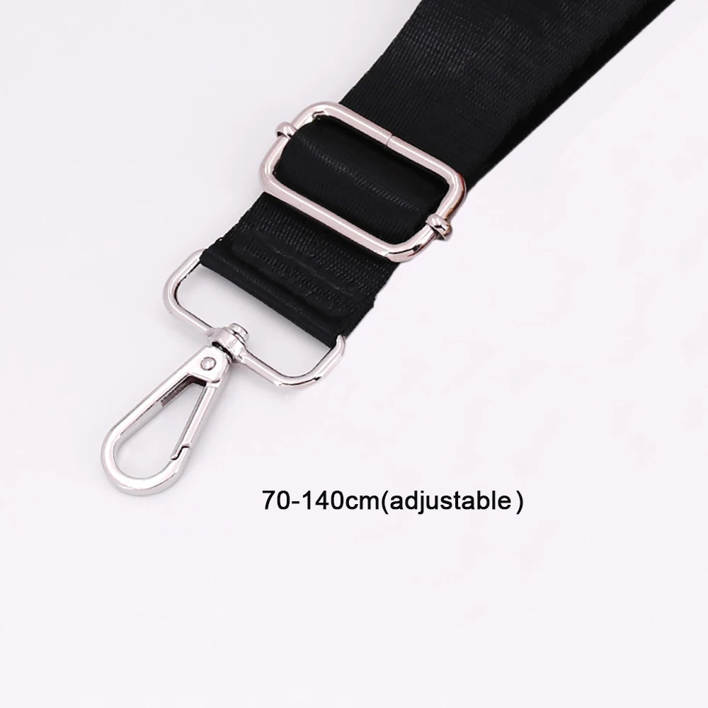 Color: Chocolate - Shoulder Bag Strap Fashion Wide Replacement Strap For Bags Nylon Woman Messenger Bag Accessories Silver Metal Buckle Bag Straps