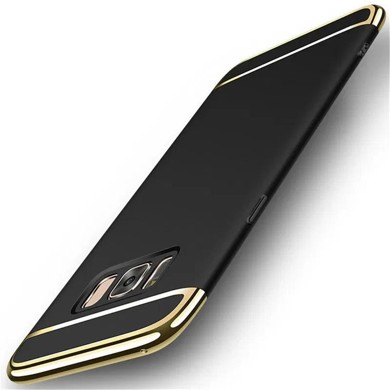 Color: black, Material: Microfiber - Luxury 3 in 1 Case for Samsung Galaxy S6 S7 Edge S8 S9 S10 Plus Note 8 9 Hard Cover J3 J5 J7 Pro 2017 J4 J6 J8 2018 A20 A30 A50