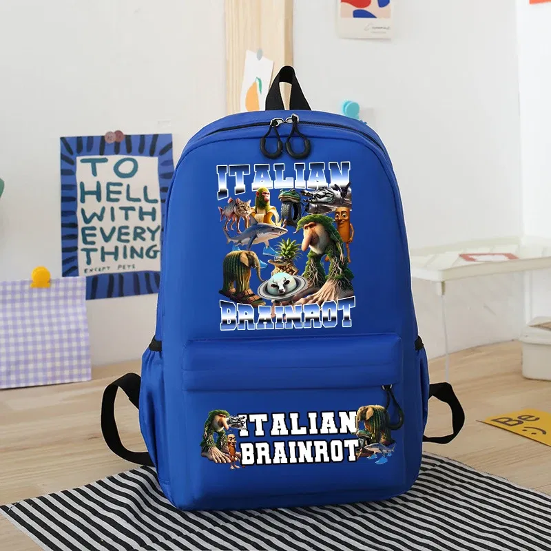 Color: black - Italian Brainrot Kids Cute Schoolbag Tung Tung Tung Sahur Backpack for Boy Funny Meme Anime Knapsack Cartoon Book Bag Gifts 2025