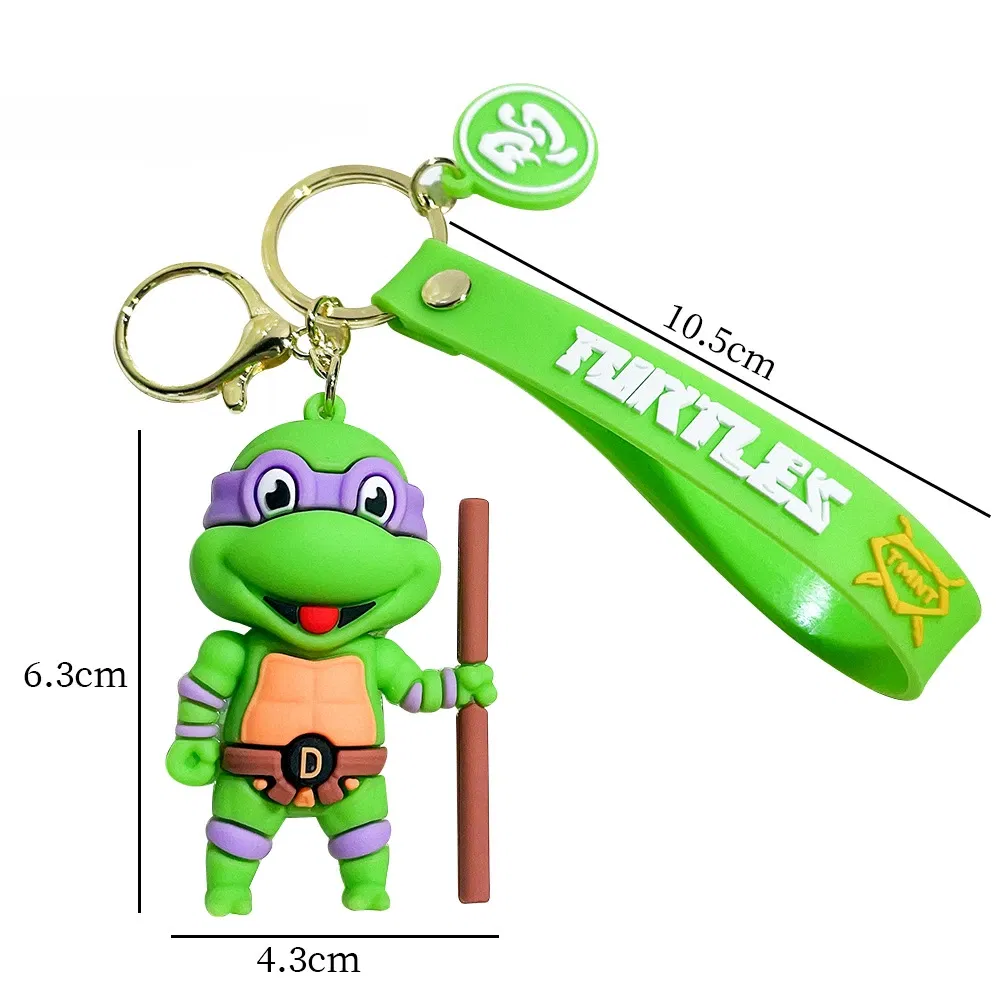 Color: Pink, Size: 12cm - Ninja Turtles Keychain Schoolbag Cartoon Pendant  Anime Key Chain Keyrings Car Key Ring Accessories Kids Adults Birthday Gifts