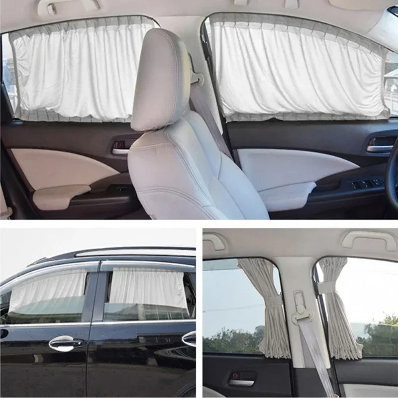 Color: Dark Grey - 2pcs 50cm Car Sun Shade Side Window Curtain Auto Foldable Uv Protection Accessories Black Pure Cloth Auto Accessories