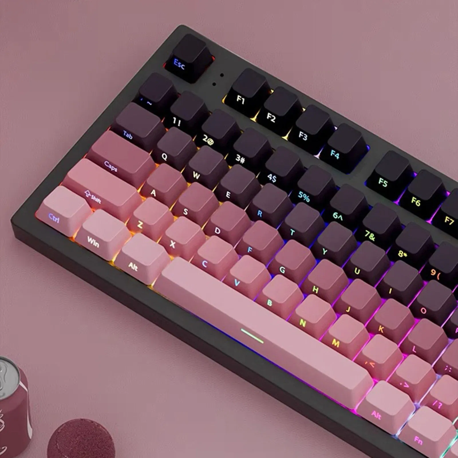 Color: DARK GRAY - Gradient Keycaps Side Printed Shine Through PBT Double Shot OEM Profile for MX Switches Gaming Keyboard