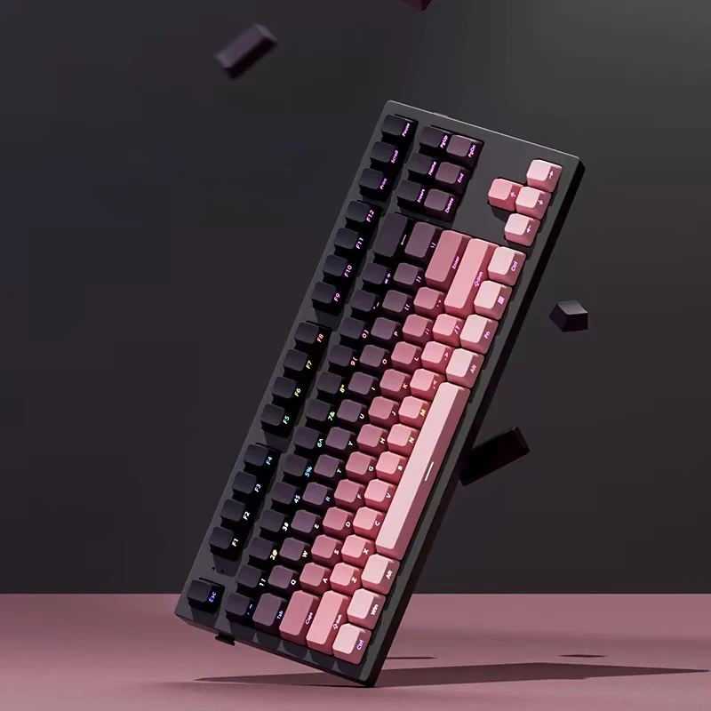 Color: DARK GRAY - Gradient Keycaps Side Printed Shine Through PBT Double Shot OEM Profile for MX Switches Gaming Keyboard