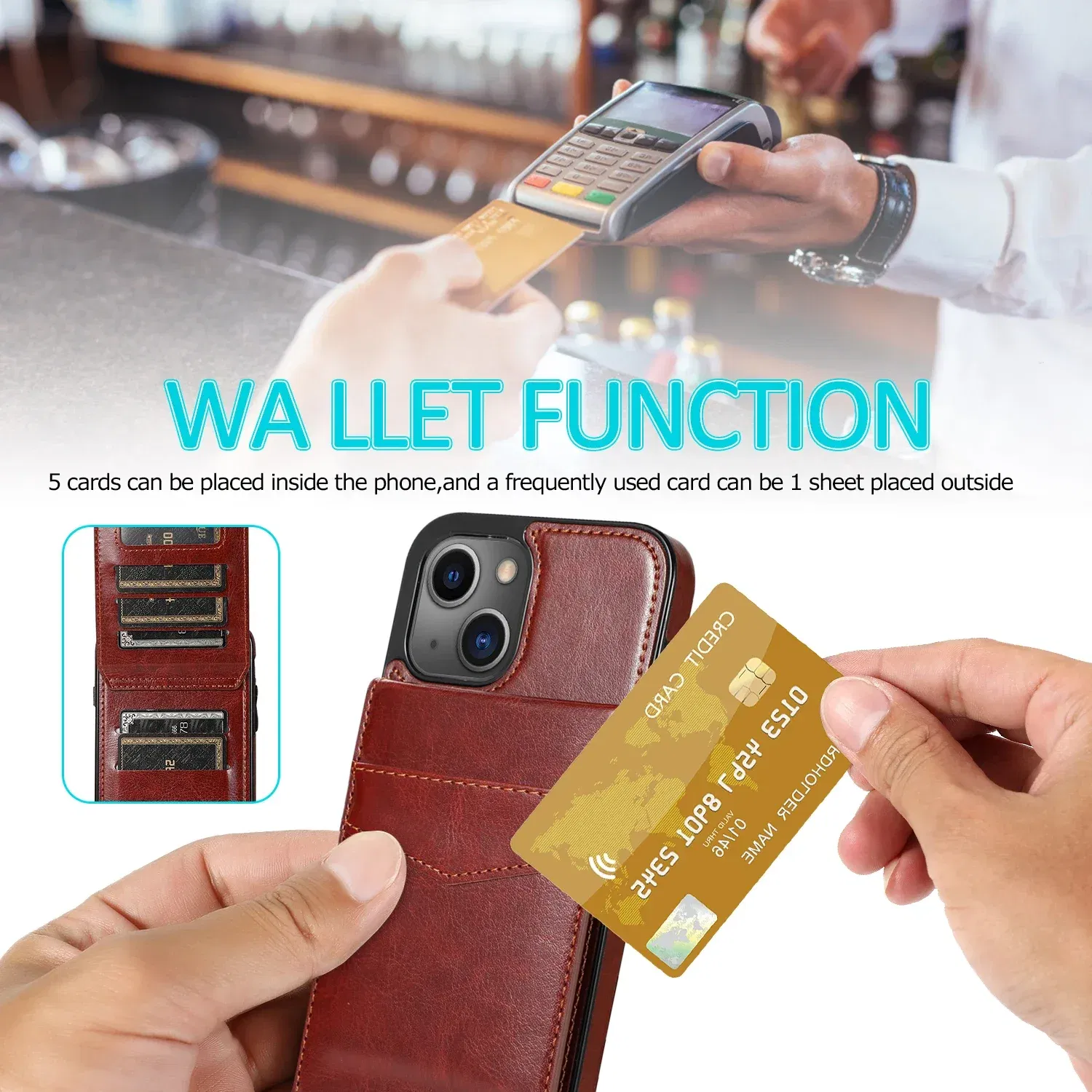 Color: Blue, Material: TPU - Faux Leather Wallet Kickstand Phone Case for IPhone 13 12 Mini 16E 16 15 14 11 Pro Max X XR XS 7 8 Plus Case with Credit Card