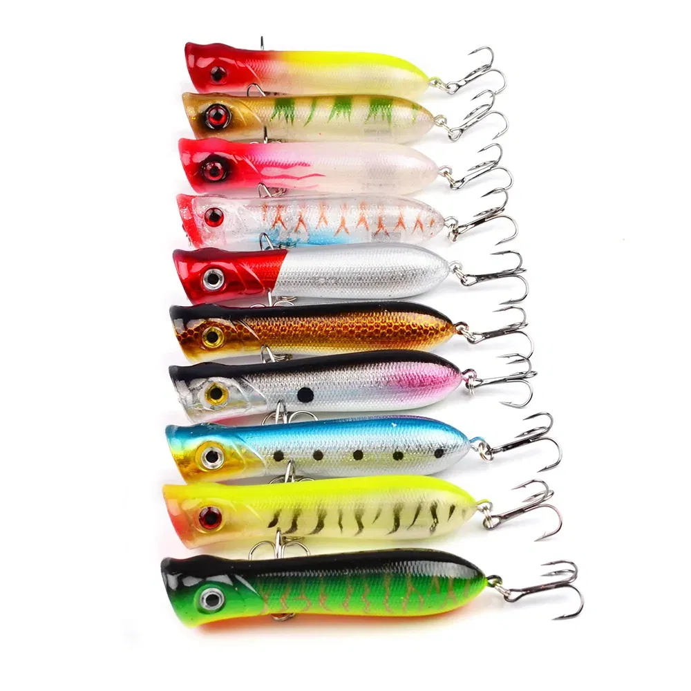 Color: Navy Blue - 80mm 12g 6# Hook Popper Hard Bait Wobbler Fishing Lure Artificial Floating Trailer Ocean Fishing Bionic Carp Tackle Sea Fishing