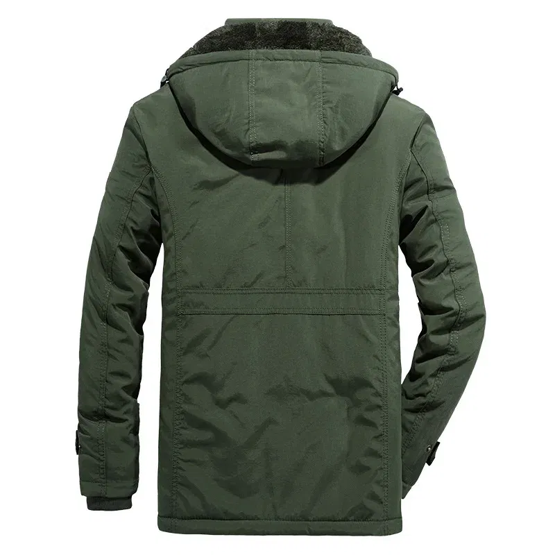 Color: black, Size: XXXS - TELLHIGH 2024 Winter Parka Men Jacket Mens Plus Velvet Men Hooded Windbreaker Coats Men Casual Warm Jackets Coat Detachable Hat