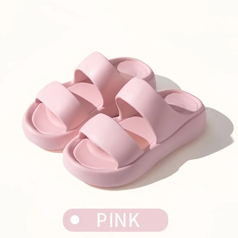 Color: Pink, Shoe Size: 36 - Summer Women EVA Slippers Men 2024 Bathroom Non-Slip Slides Girl Outdoor Beach Casual Sandals Couple Soft Thick Soled Flip Flops